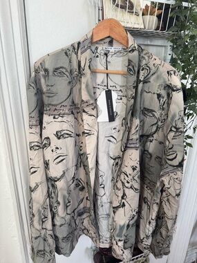 Theatre Products Men's Cream & Black Artistic Print Blazer